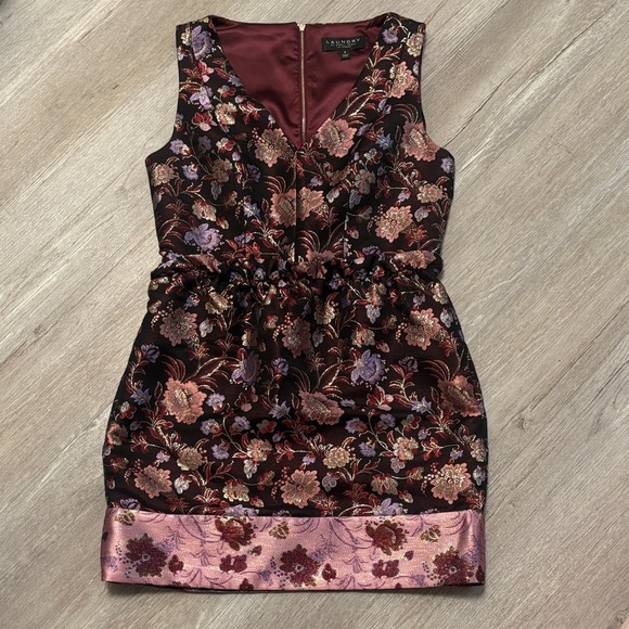 Laundry By Shelli Segal Floral Brocade Dress - Black and Pink - Picture 2 of 6